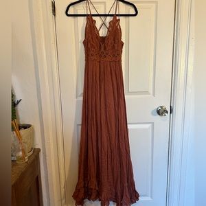 Free People ONE Adella Maxi Slip Dress in Dusty Rose 🌹